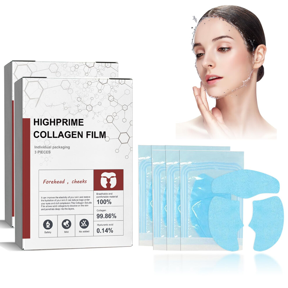 6PCS Hydrating Collagen Face Mask Films for Deep Hydration, Firming Boost and Fine Line Reduction