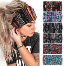 6Pcs Wide Knotted Boho Headbands for Women, Elastic Turban Design, MultiColor Yoga Set