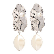 Orecchini da donna con perle coltivate d'acqua dolce bianche naturali, stile barocco, vintage, ipoallergenici, in argento sterling 925.