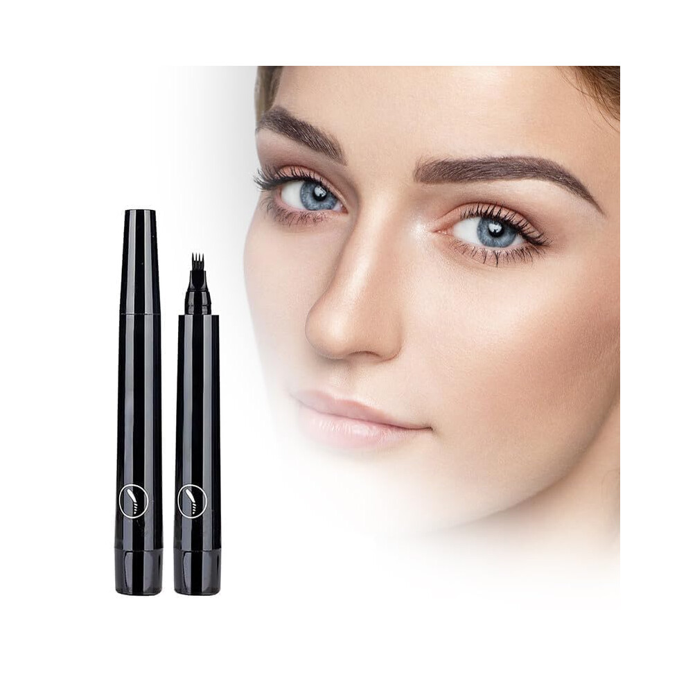 Black Waterproof Eyebrow Pencil With 4Tip Microblading Pen, Long Lasting 3D Brow Contouring A01