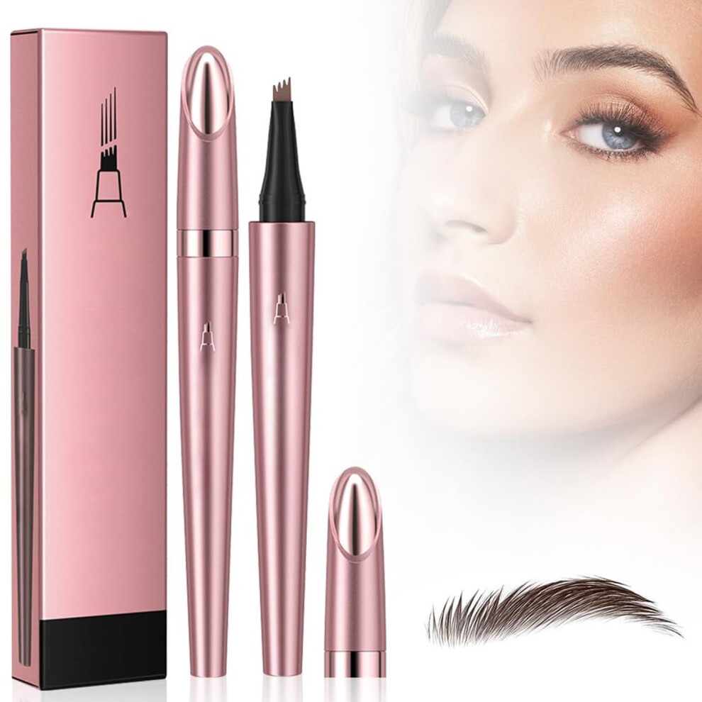 Brown Waterproof Microblading Eyebrow Pencil Dark With 4Tip Hairlike Strokes Longlasting Smudgeproof