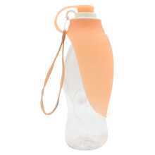 Safe Durable Dog Water Bottle Foldable Silicone Cover Leak Proof Seal Food Grade Plastic Portable Pet Feeder With Belt Clip And Hanging Hole Easy Hydr