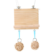 Accessoires pour cage : plateforme en bois avec perchoir pour perruche, inséparable et conure ; support rectangulaire avec étagère et sepaktakraw