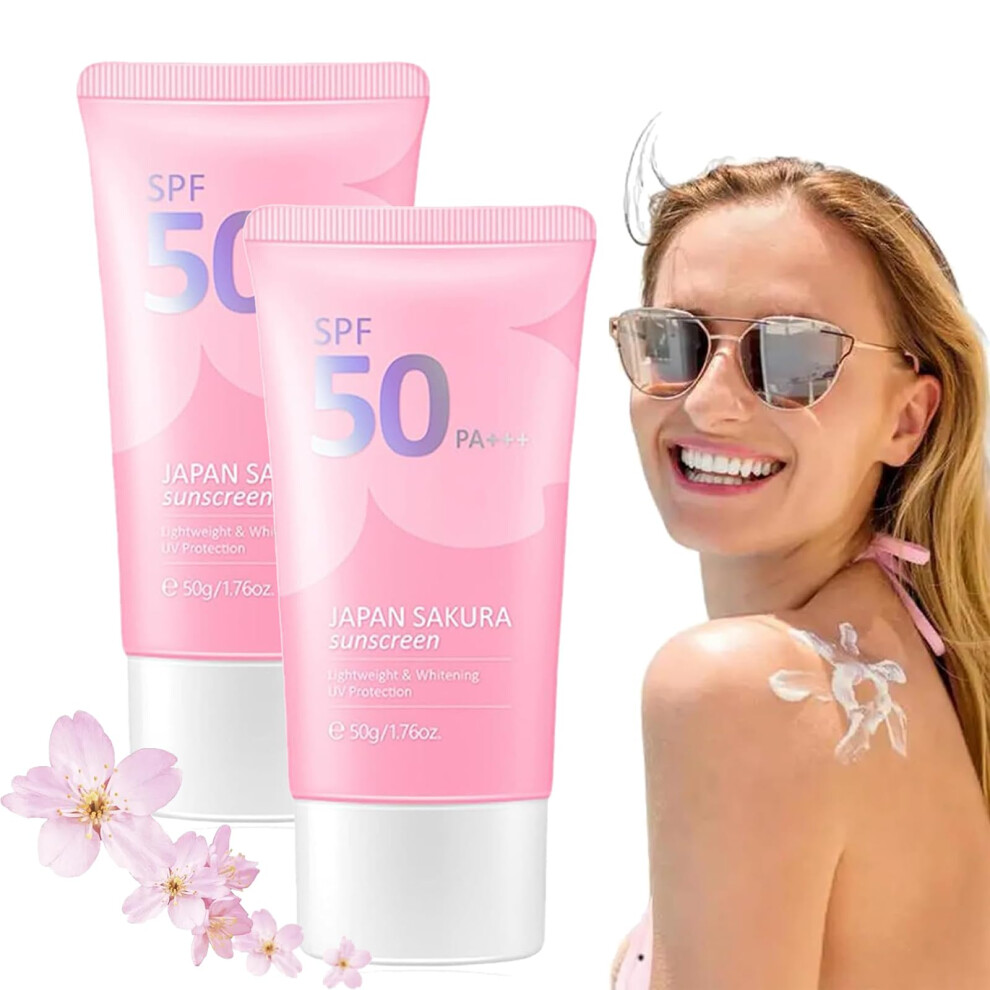 Cream Sunscreen Spf50+ Waterproof Broad Spectrum Facial And Body Sunblock 2Pcs Travel Size