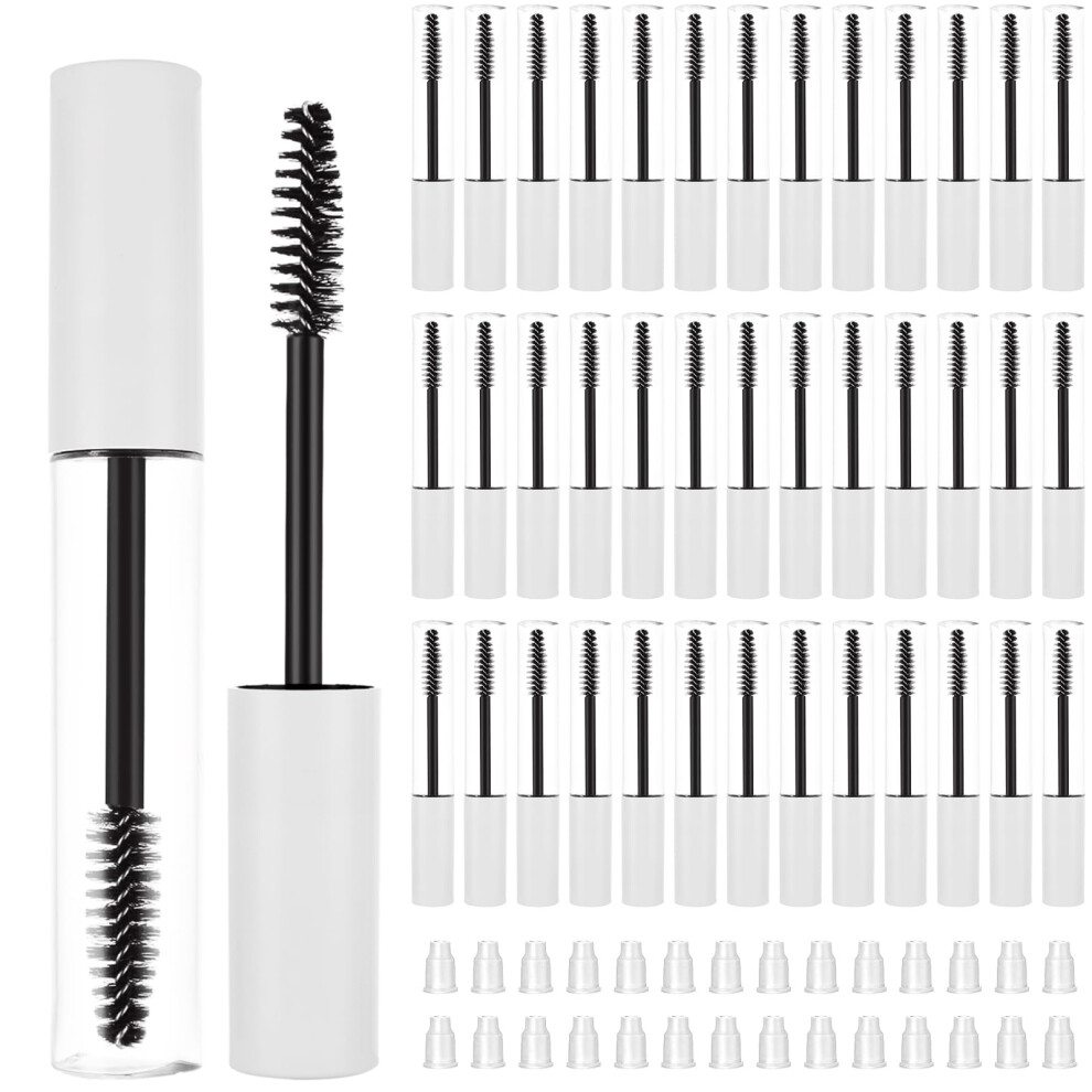 50 Pcs Empty Mascara Tubes with Wand, 10ml Refillable Leak Resistant Clear Cosmetic Containers