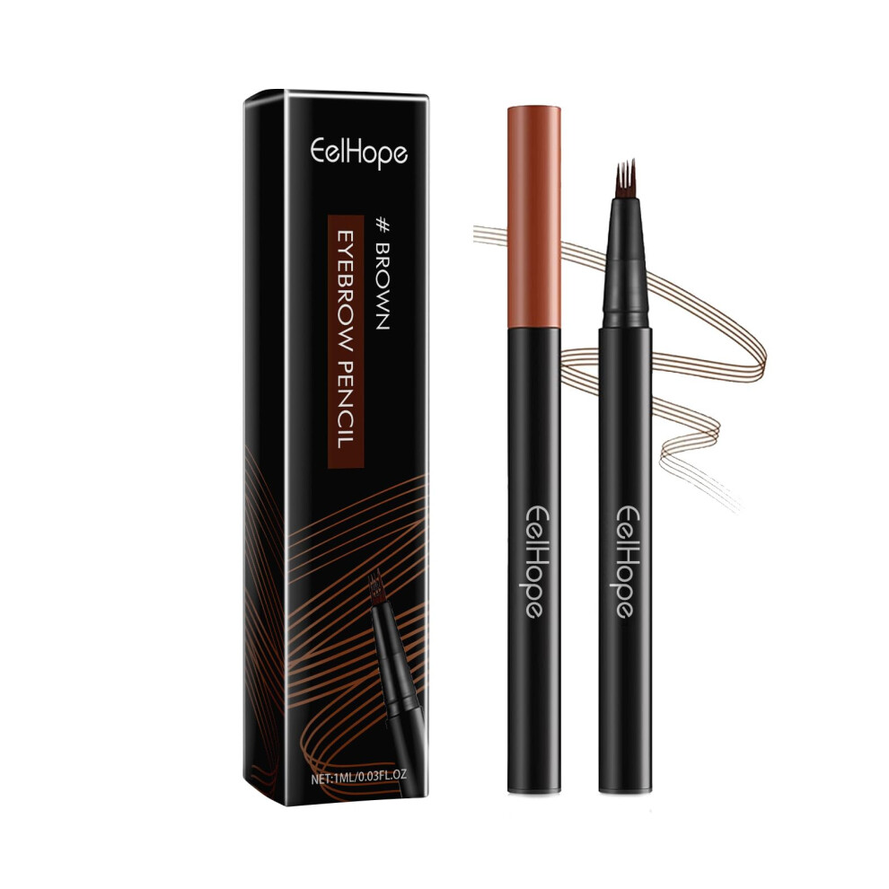 Brown Waterproof Microblading Eyebrow Pencil, Smudgeproof Brow Pen With Fourpoint Tip,