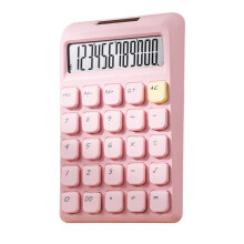 Calculatrice à gros bouton, double puissance, batterie-rose