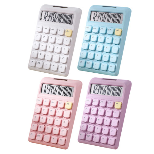 Calculatrice à gros bouton, double puissance, batterie-rose 1