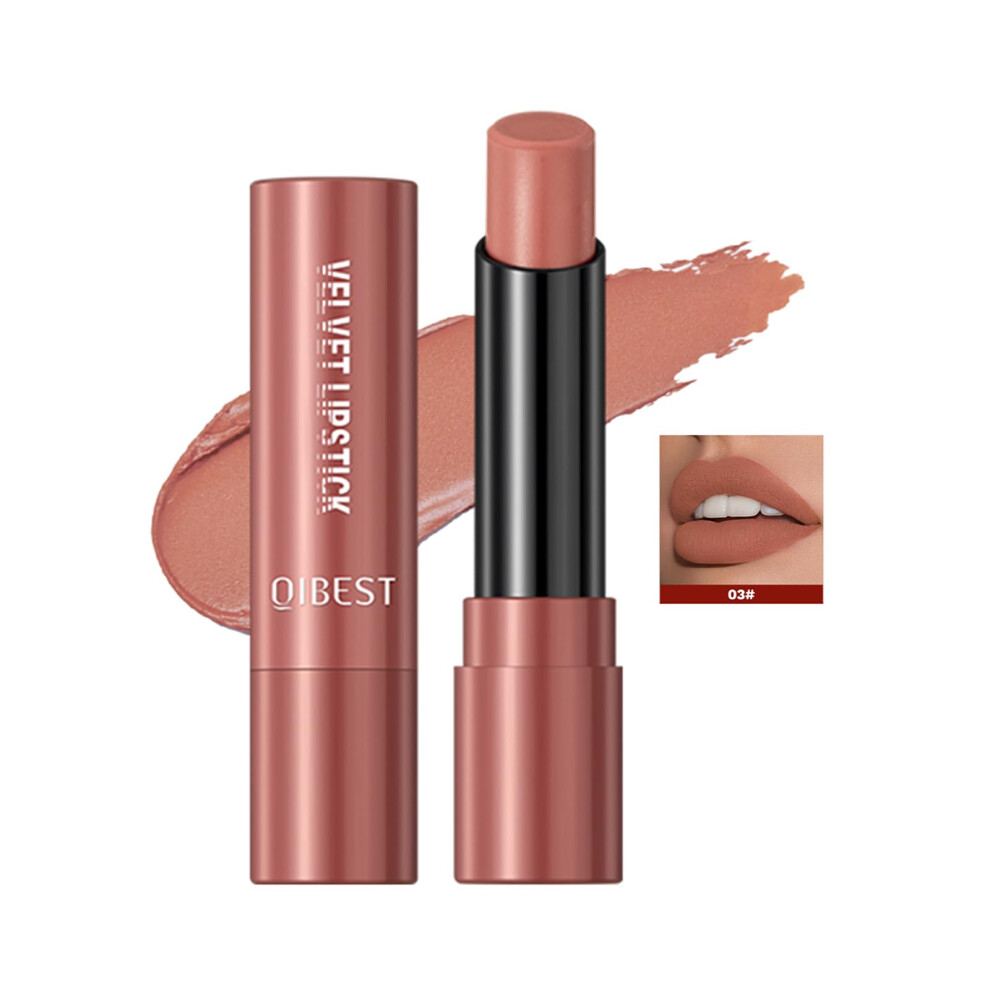 Red,Brown Velvet Matte Lipstick 03 Waterproof Long Lasting Pigment Burgundy Red Brown