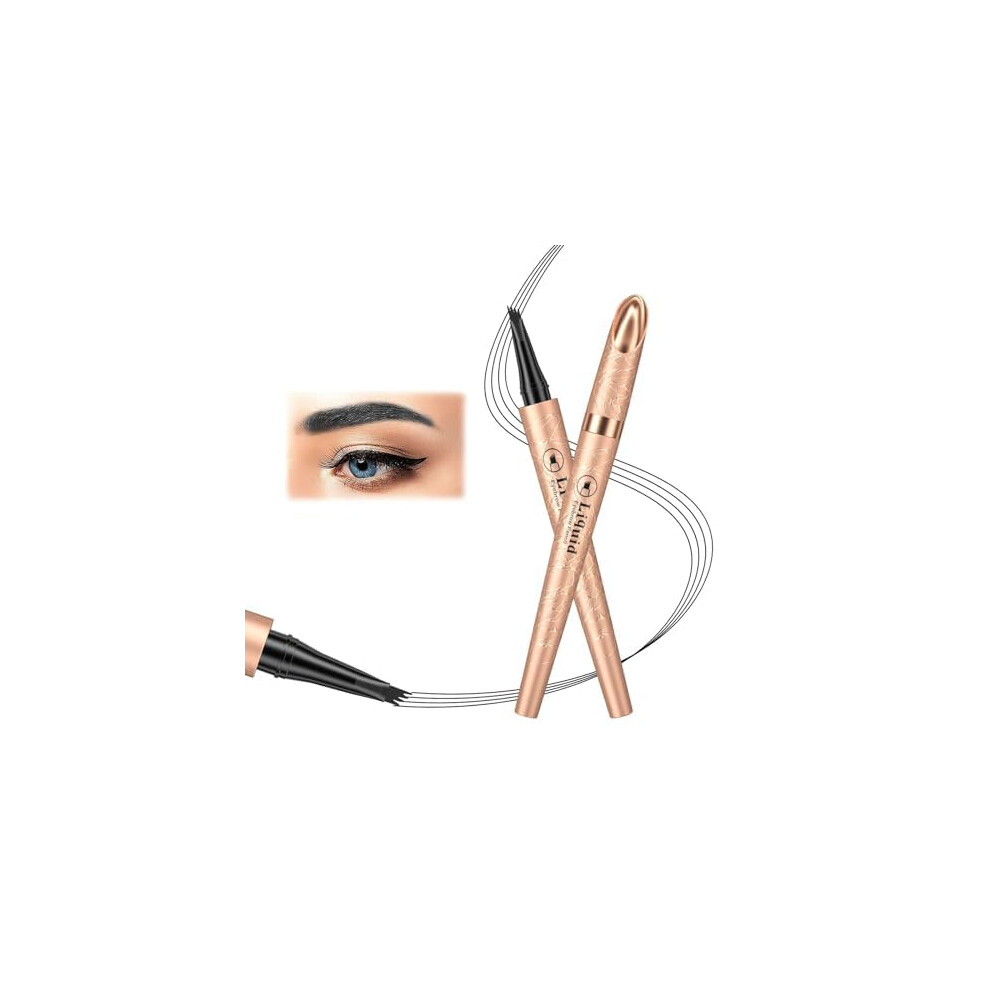 Black Eyebrow Pencil Waterproof Longlasting 4 Point Microblading Pen For Natural Hairlike Strokes