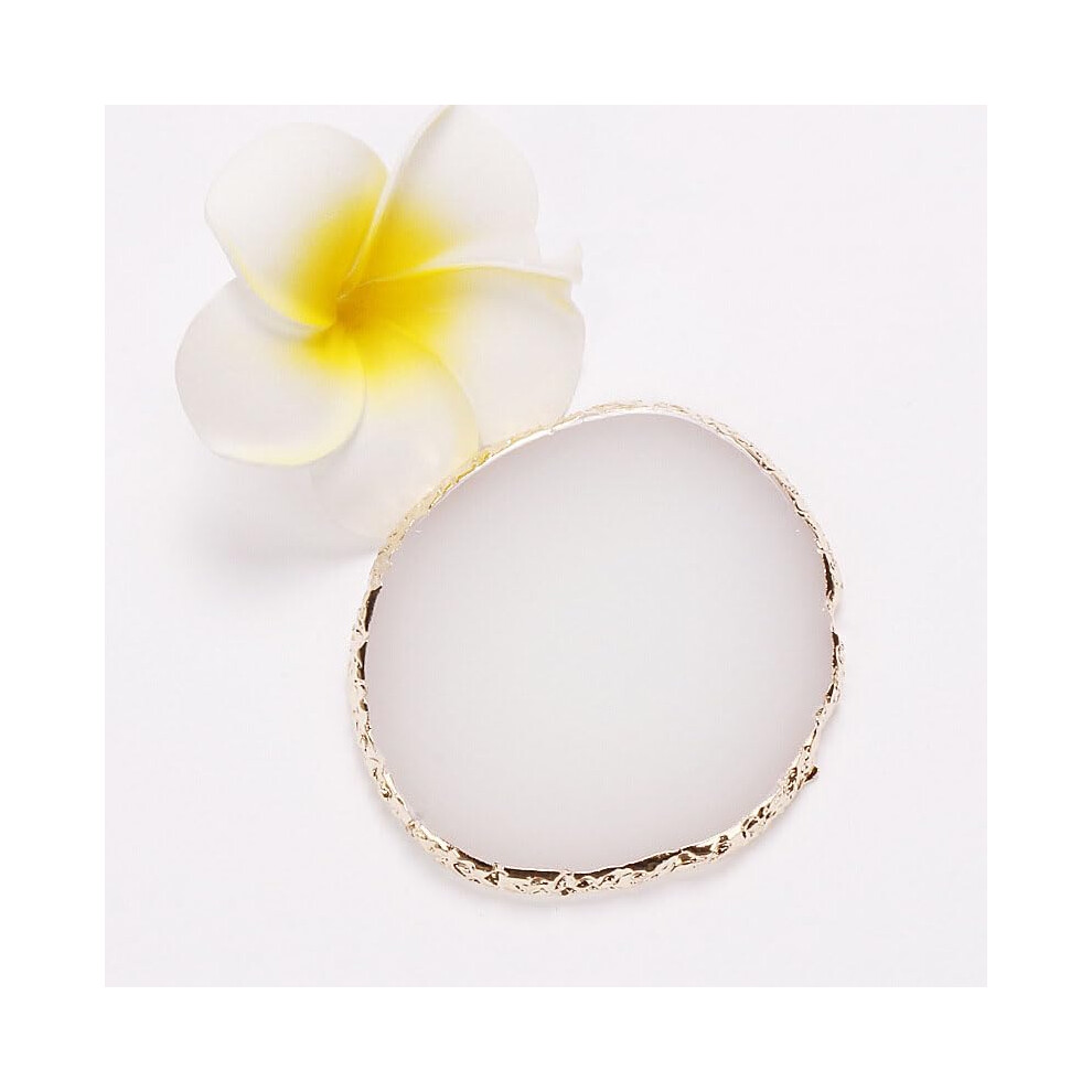 2PCS Round Resin Nail Art Palette with Copper Rim, Easy Clean Manicure Mixing and Display Tray