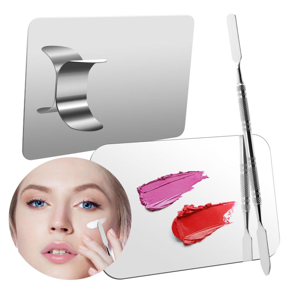 Makeup Mixing Palette with Spatula Stainless Steel Tray for Foundation Lipstick Pigment Blending