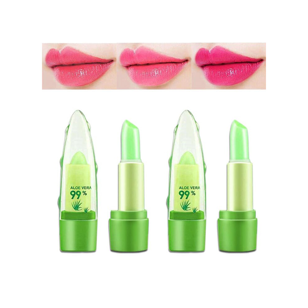 Pink Color Changing Lip Balm With Aloe Vera And Beeswax, 2 Pack Moisturizing Longlasting Hydration
