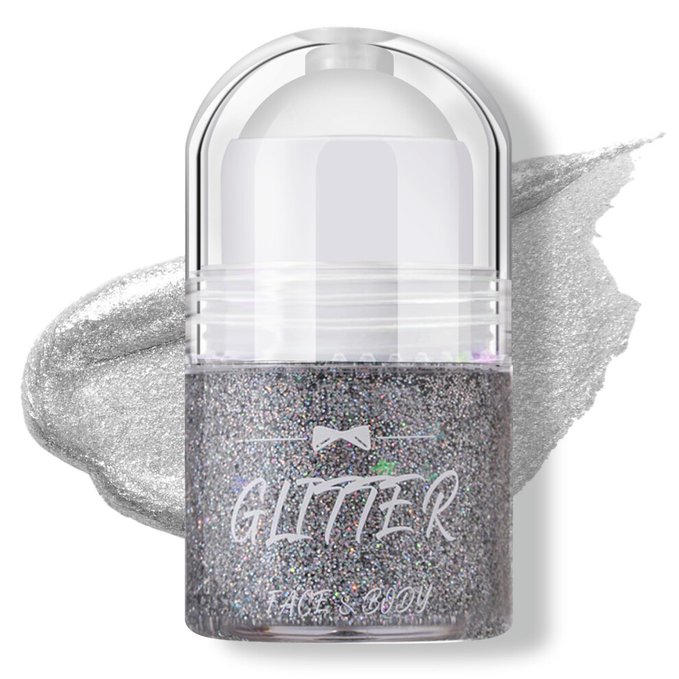 Holographic Body Glitter Roll On Gel for Face Hair and Skin, Chunky Festival Mermaid Shimmer