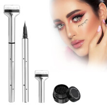 2 in 1 Waterproof Eyeliner and Lower Lash Stamp for Quick Lash Definition, Reusable Black Tool