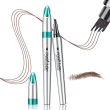 Microblading Eyebrow Pen Waterproof 4 Fork Tip Reddish Brown Smudge Proof Long Lasting