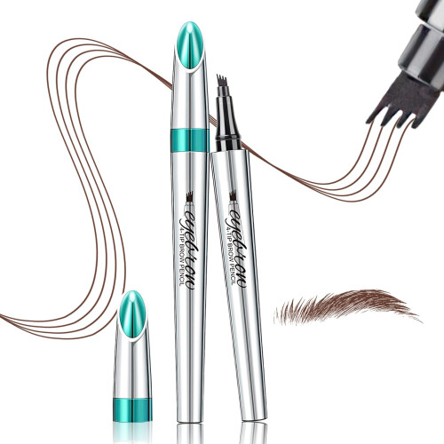 Microblading Eyebrow Pen Waterproof 4 Fork Tip Reddish Brown Smudge Proof Long Lasting