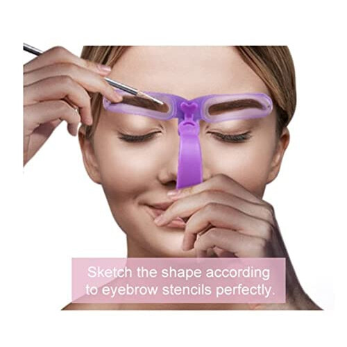 Eyebrow Stencil Kit with Adjustable Handle and Strap, 8 Shape Reusable Washable Templates 1