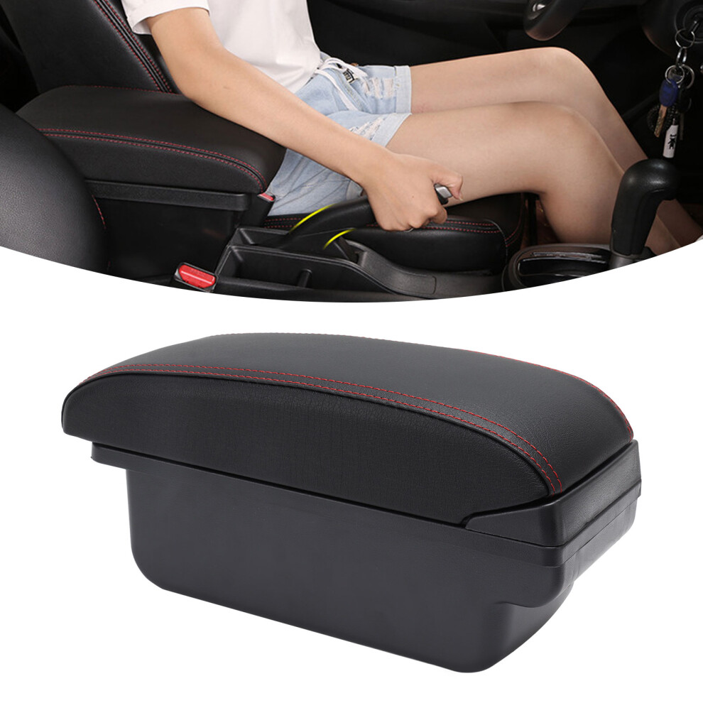 Armrest Center Console Storage Box For Peugeot 307 With Stitch Black/Red 3101380921996
