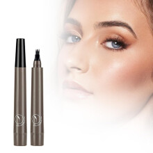 2Pcs Waterproof Microblading Eyebrow Pencil Grey with 4 Fork Tip for Natural Hairlike Strokes