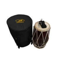 Dholak in Legno con Fissaggio a Corda SmSai (Marrone) con Kit Completo