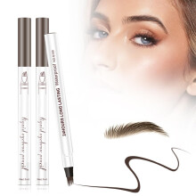 Waterproof Microblading Eyebrow Pen Dark Brown 2PCS Long Lasting 3D Fine Tip Brow Pencil
