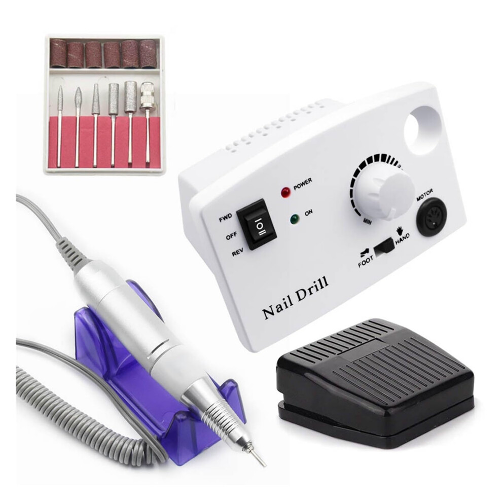Electric Nail Drill 35000RPM Rechargeable Cordless with Variable Speed for Manicure and Pedicure