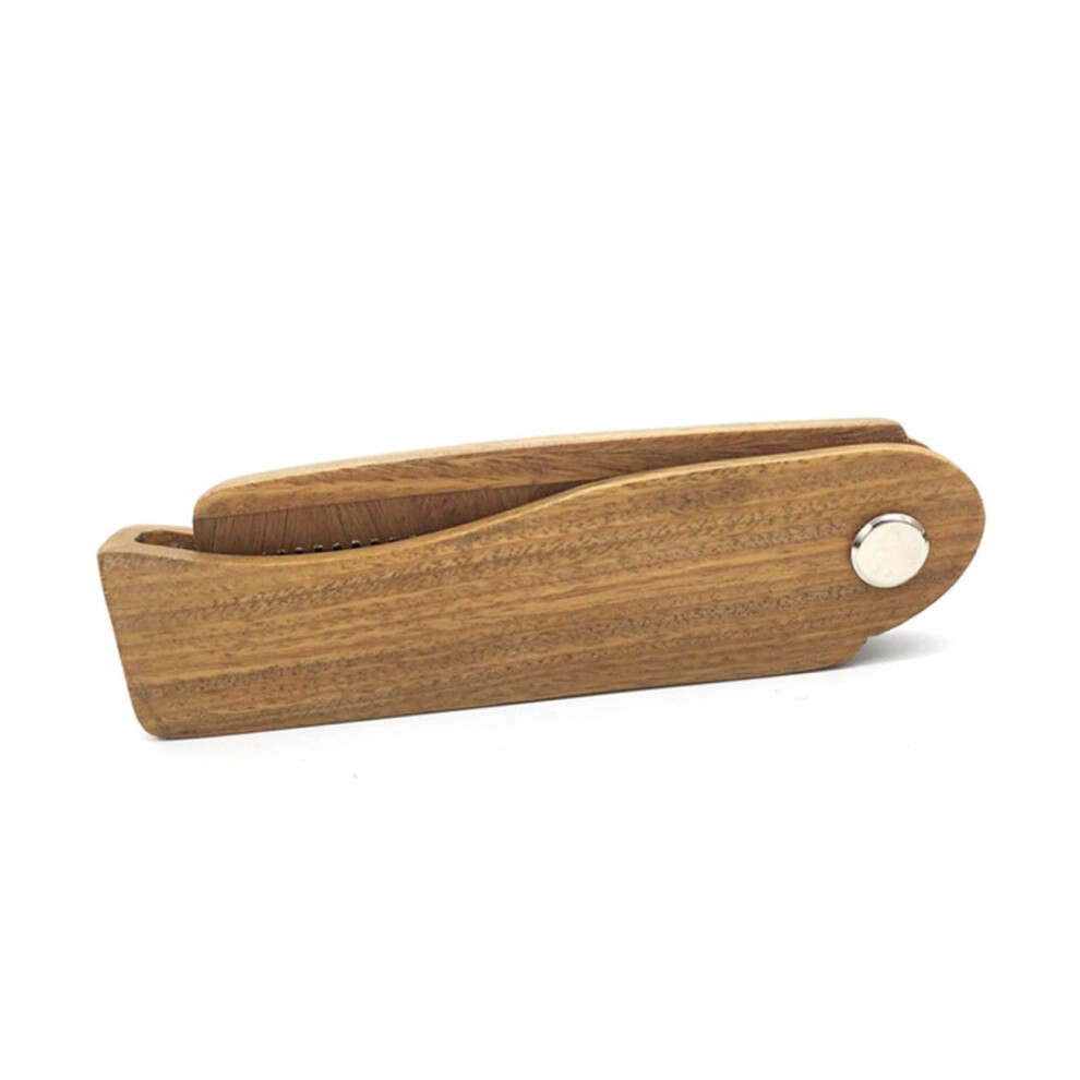 Unisex Foldable Wooden Beard And Hair Comb With Smooth Teeth For Gentle Scalp Massage Travel Size