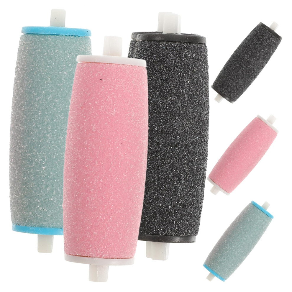 Sky Blue/Pink/Black 6Pcs Replacement Foot Roller Heads For Pedicure, Coarse Refill For Callus And Dry Skin,