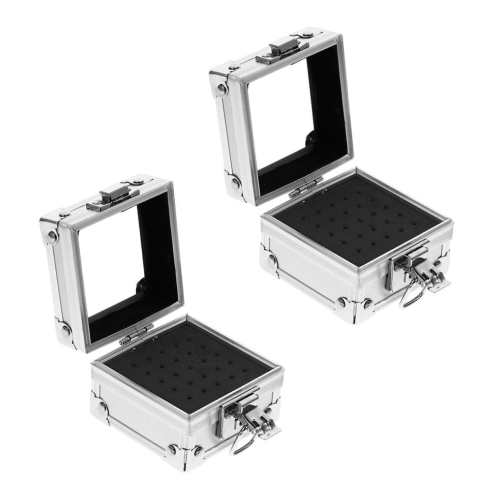 Nail Drill Bit Holder Aluminum Storage Case with MultiSlot Organizer for Home and Salon Use
