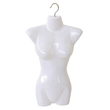 Female Hanging Mannequin Torso Set with 360 Swivel Hook, White Plastic Dress Form for TShirt Display, 5pcs Large