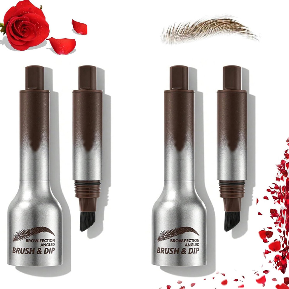 Eyebrow Brush Set with Precision Angled Tip, Waterproof Long Lasting Brow Tool (#02 Taupe, 2 PCS)