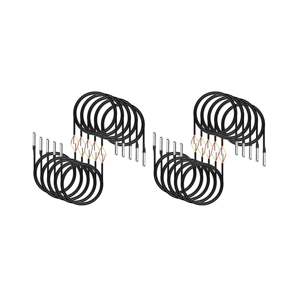 20Pcs Waterproof DS18B20 Temperature Sensor, Digital Temperature Thermal Cable Temperature (-55- +125) - 1 Meter/3.2Ft