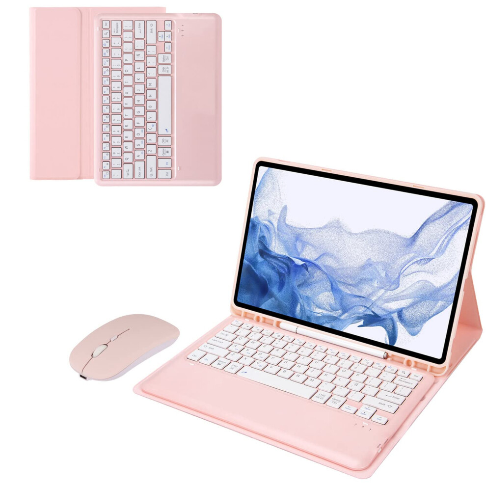 Keyboard Case With Detachable Wireless Keyboard, S Pen Holder And Bluetooth Mouse, Pink 9094768526101