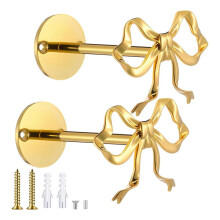 2 Stück Vorhanghalter mit Metallschleife, Goldfarben, Zur Wandmontage, Moderne Vorhanghalter, Goldfarben