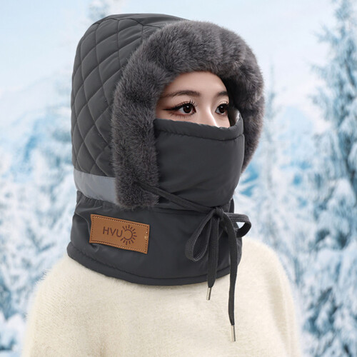 Verdickte Wintermütze, Pullover, Mütze, Skifahren,-Grau 2