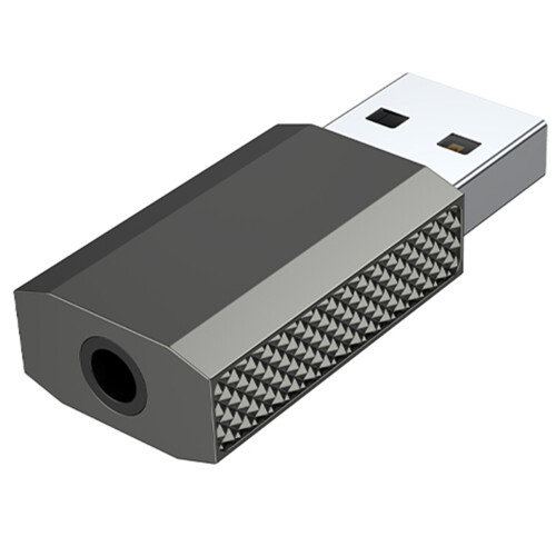 USB-auf-3,5-mm-Buchsen, Sound-Adapter mit Mikrofonen,-Grau