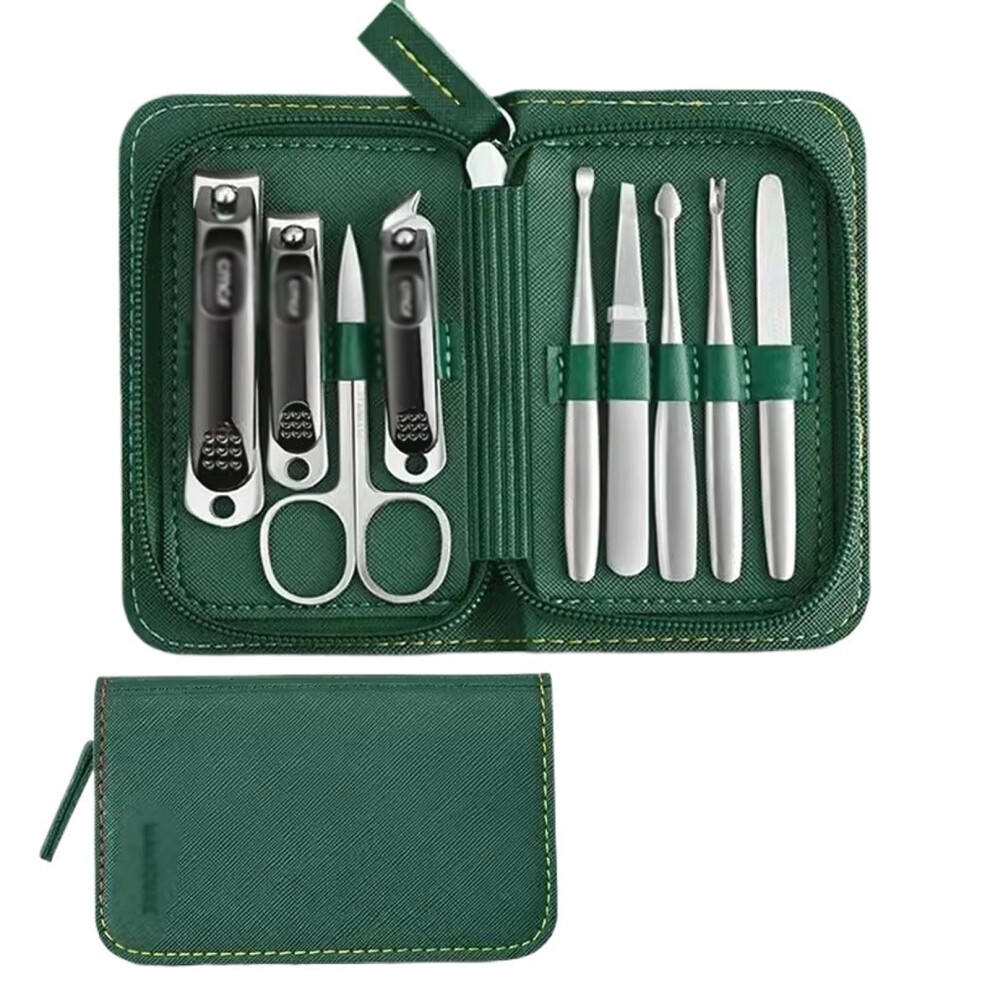 Dark/Green Nail Clipper Set With Hawkbill Pliers, Antisplash Professional Manicure Pedicure Kit In
