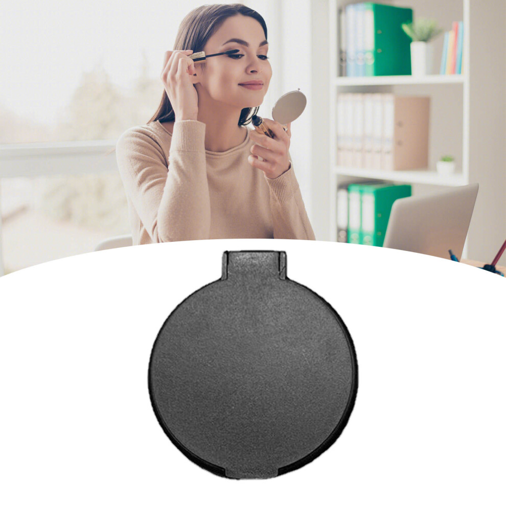 Portable Folding Circular Mirror Plastic 7x6.3cm Black Compact
