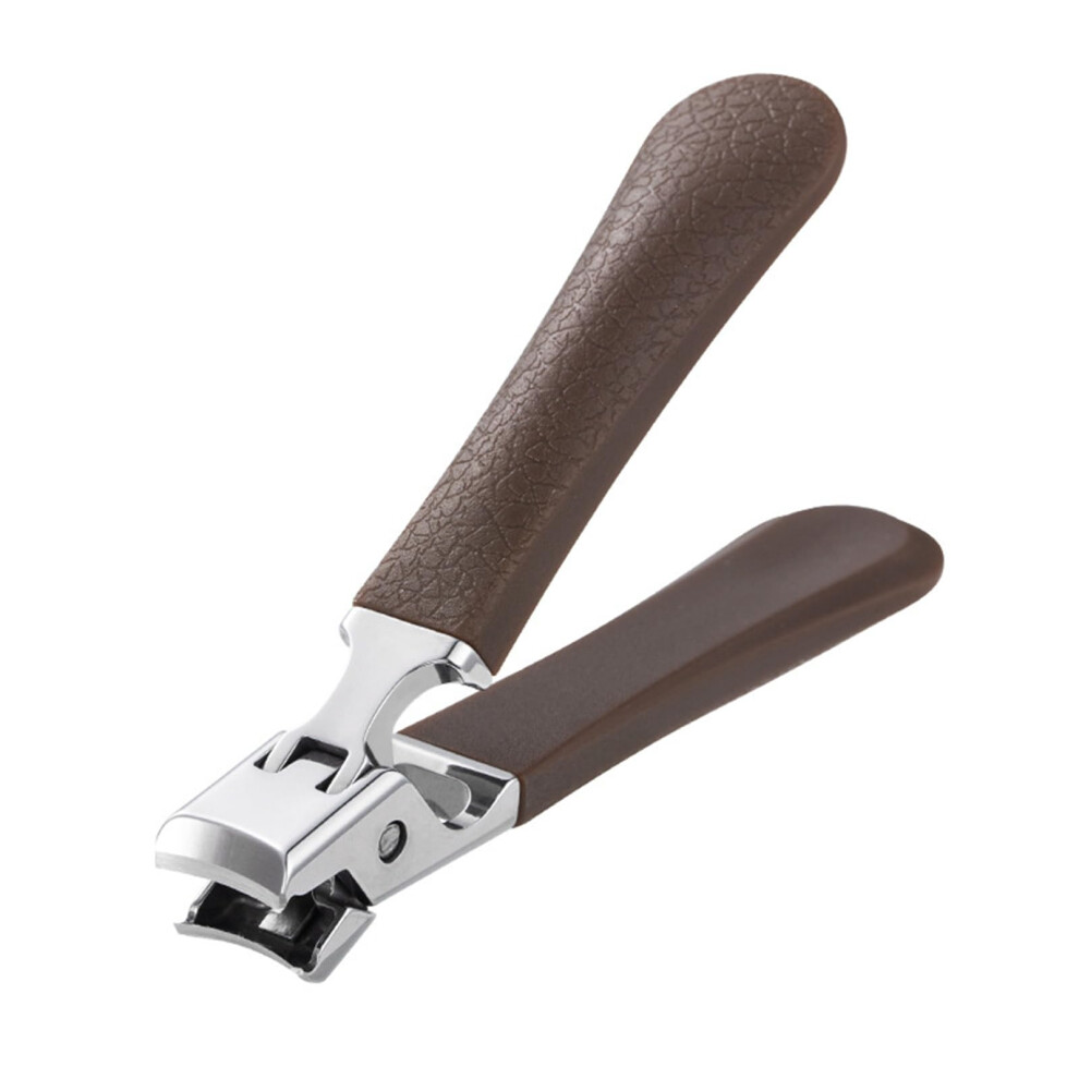 Nail Clippers Wide Jaw for Thick Toenails Stainless Steel with Catcher Ultra Sharp for Seniors Coffee Color