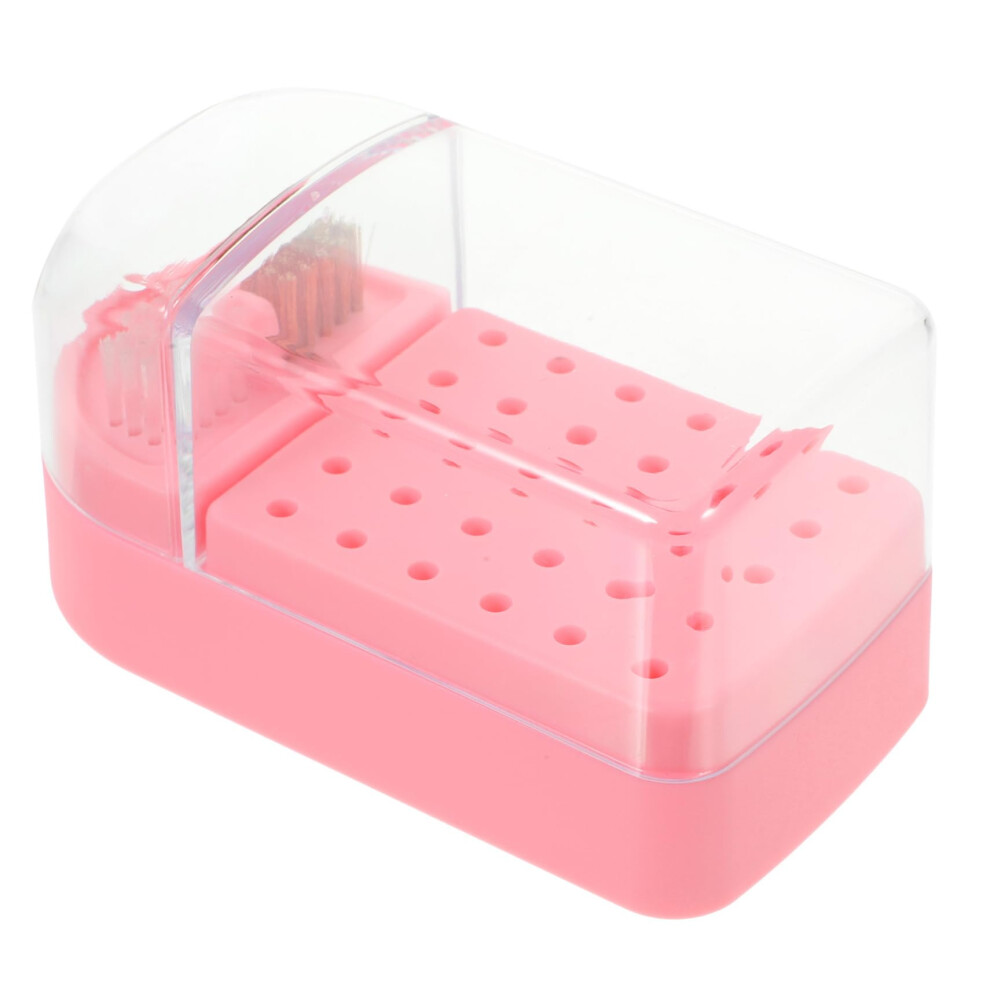 Clear Nail Drill Bit Organizer Box with Secure Upright Storage for Salon and Home Use