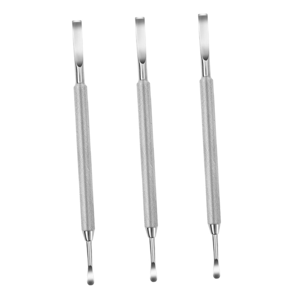 Stainless Steel Cuticle Pusher Set 3pcs Dual Ended Nail Scraper for Gentle Cuticle Removal