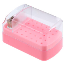 Transparent Nail Drill Bit Holder and Organizer Case with 30 Slots for Manicure Tools