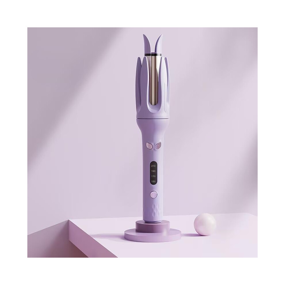 Hair Curling Wand with Adjustable 4Speed Heat, LED Display, Diffuser, AntiScald, Purple