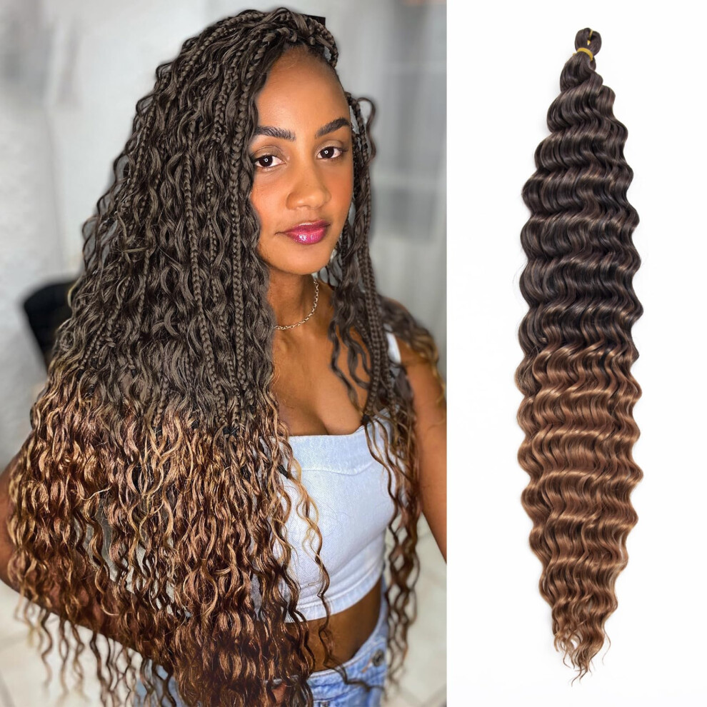 Unisex Crochet Braiding Hair 12 Inch Ocean Wave 1B/30 Synthetic Curly Extensions Pack Of 2