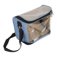 Leggera borsa porta uccelli blu con design a farfalla, dimensioni 25x18x14.5 cm, realizzata in Oxford PVC rattan.