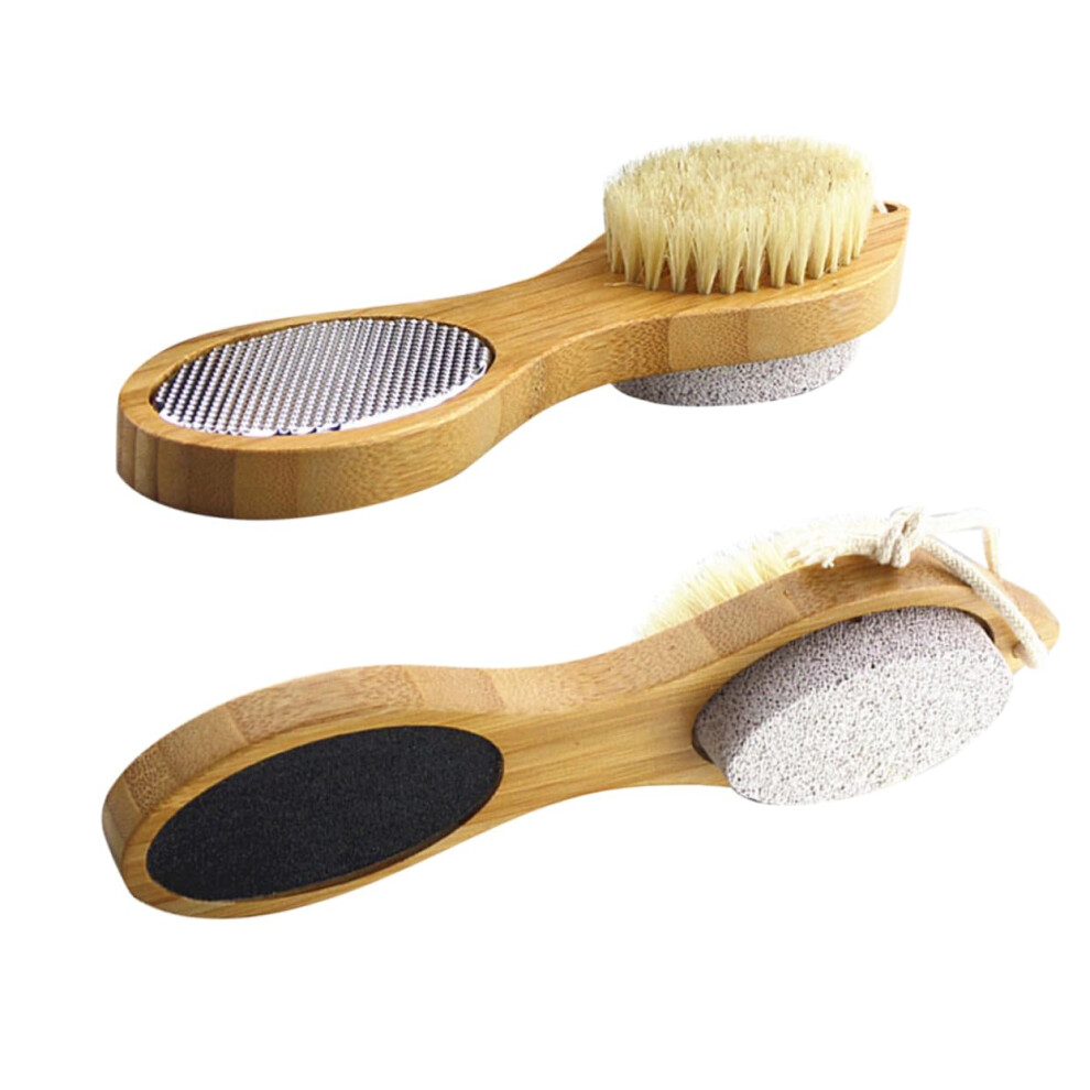 2pcs Bamboo Foot File Callus Remover for Dead Skin Pedicure with Comfort Grip