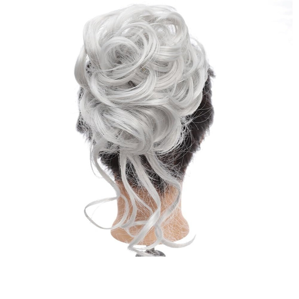 Unisex White Messy Bun Hairpiece Clipin Hair Bun Extension For Instant Volume And Seamless Updo Styling
