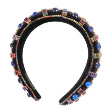 Vintage Baroque Thick Sponge Headband Keeps Hair Away for Makeup Photography Props Blue