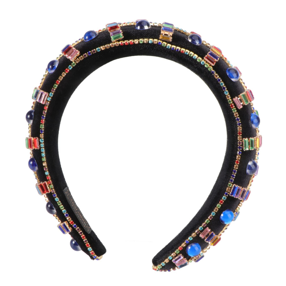 Vintage Baroque Thick Sponge Headband Keeps Hair Away For Makeup Photography Props Blue 9094768431177